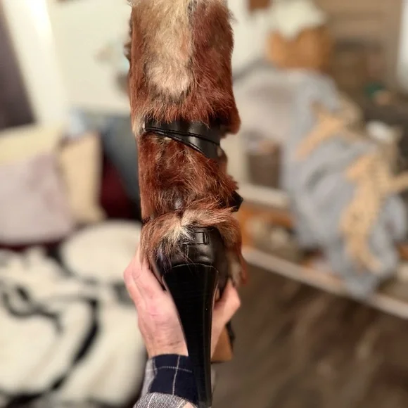 Faux Fur and Leather Women's Boots - Picture 8 of 12